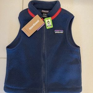 Patagonia baby fleece vest - navy with red trim